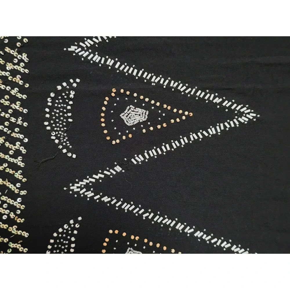Black Beaded‎ Fringe Scarf Shawl Wrap Evening Party Special Occasion (V)